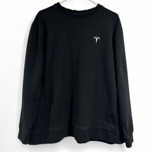 Tesla sweatshirt knit black large unisex long sleeve crew neck stretch